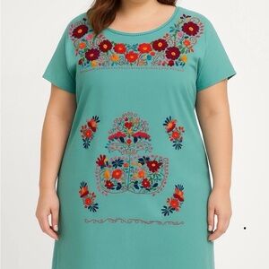 Women’s Authentic Mexican Embroidered Dress-Handmade Size XL/2XL. Lycra cotton